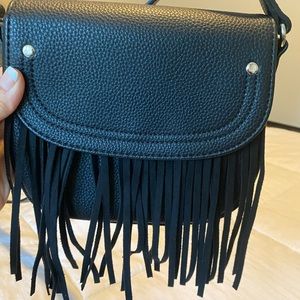Black Crossbody Fringe Leather purse